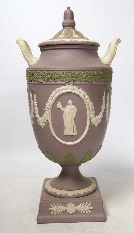 A Wedgwood three-colour Jasper vase and cover, model 40, Limited edition of 100 from the St. James‘s collection, 30cm high. Condition - good